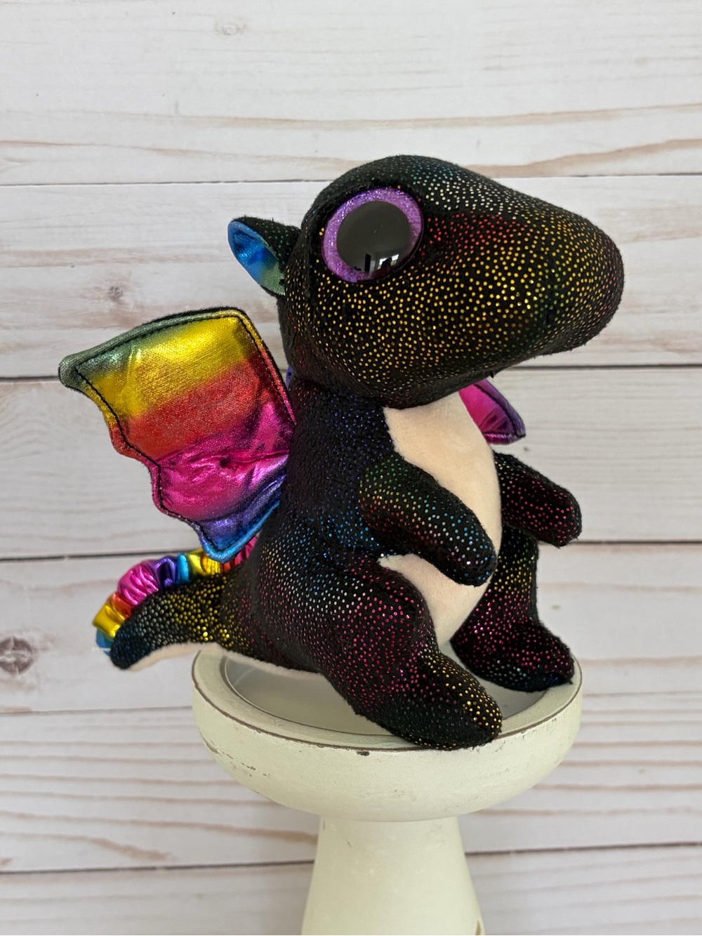 Ty Beanie Boos Anora the Black Dragon 6” Plush 2018 Rainbow Wings Retired